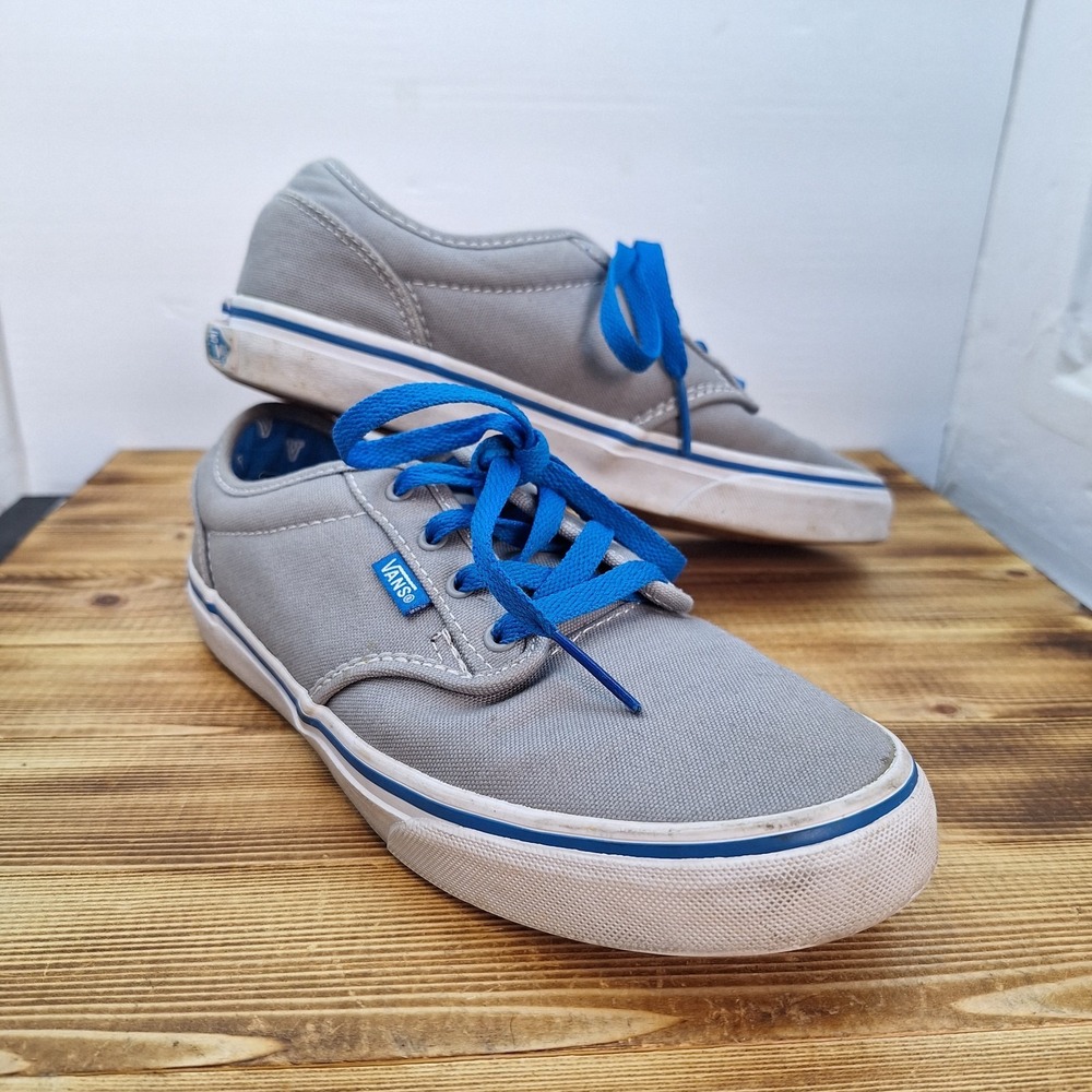 Vans Atwood Gray Blue Canvas Skate Shoes Size 5.5Y Unisex Boys Girls